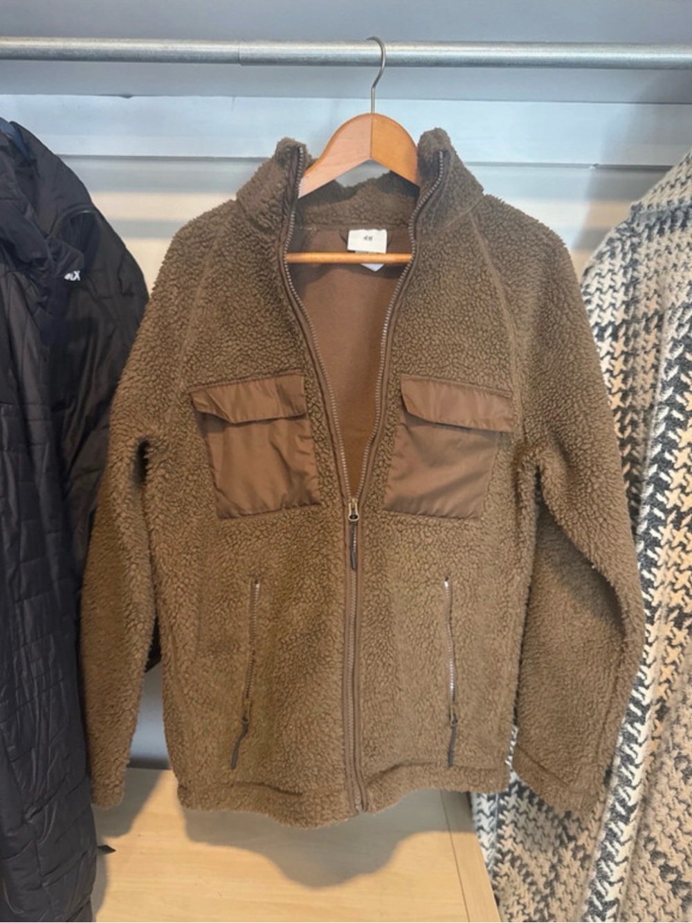 H&M Brown Teddy Fleece Zip Jacket